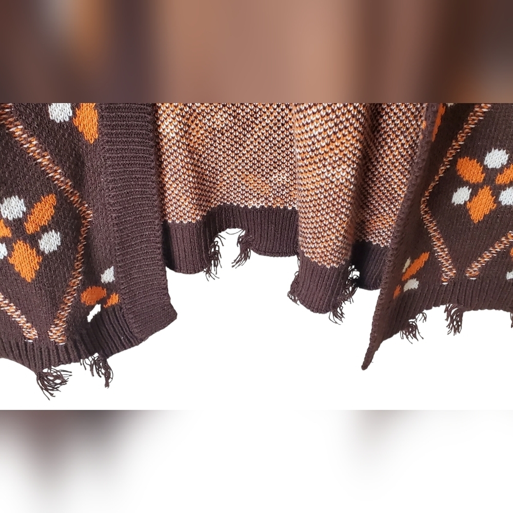 Cato Size XS Brown and Orange Patterned Cardigan - Picture 5 of 7